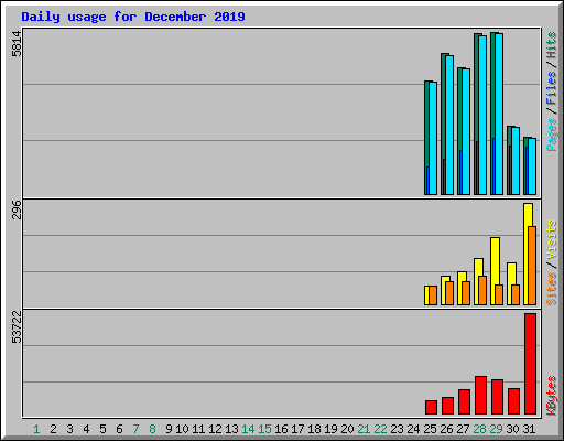 Daily usage for December 2019